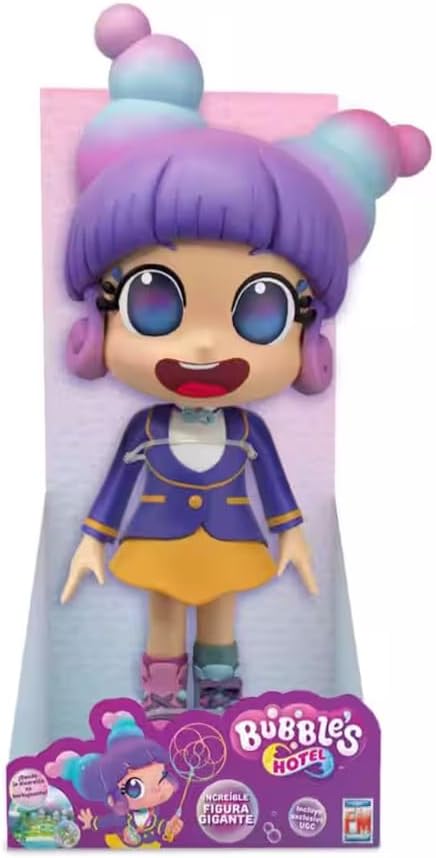Bubbles Hotel, Muñeca Gigante de 25 cm, Juguete Articulado, Color Morado