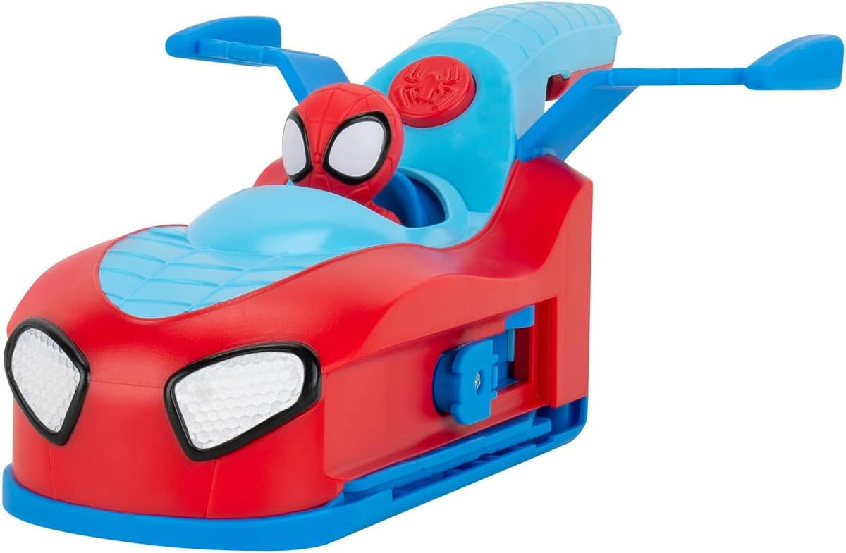 Jazwares Marvel Spidey and His Amazing Friends Spidey Team Split Racer - Vehículo Tres en uno de 8.5 Pulgadas con Dardos Web, Efectos de Sonido y Frases
