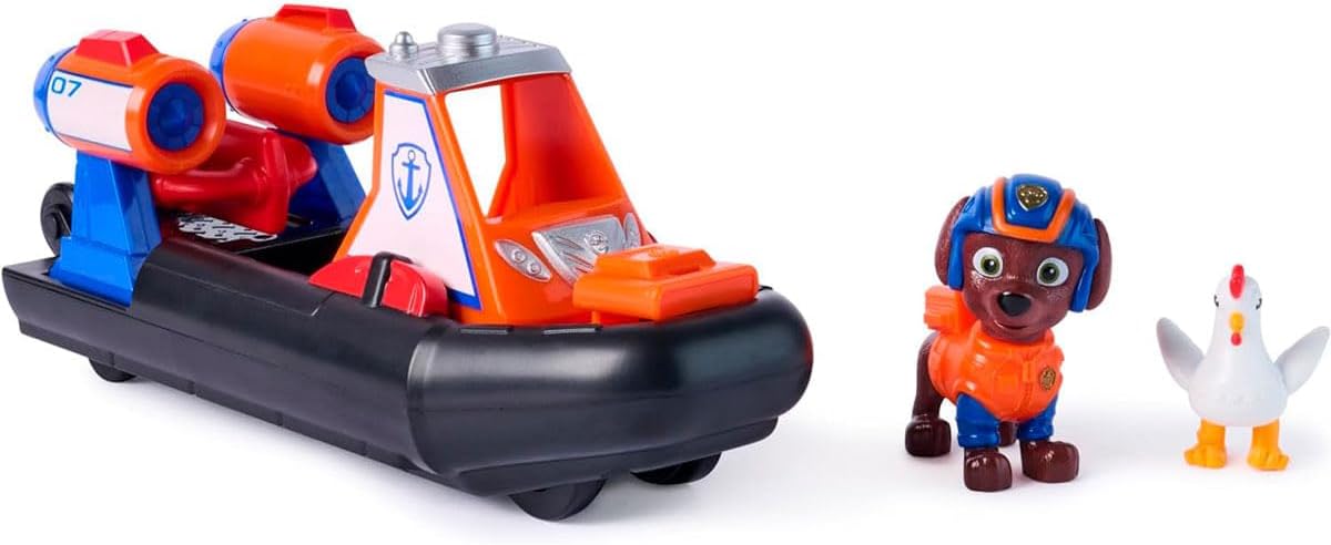 Paw Patrol: Search & Rescue, vehículo acuático de aerodeslizador de Rescate de Zuma con 2 Figuras, Barco de Juguete con función de propulsión, Juguetes para niños y niñas a Partir de 3 años