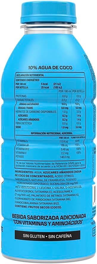 Prime, Prime Sabor Frambuesa, Bebida Hidratante 500Ml, Caja con 12 Piezas de 500Ml, 12X500ml