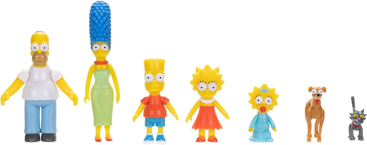 Jakks Pacific - The Simpsons Set de Figuras Familia Simpson Escala 2.5″ – Homer, Marge, Bart, Lisa y Maggie con Diseño Coleccionable para Fans y Niños 4+ Años