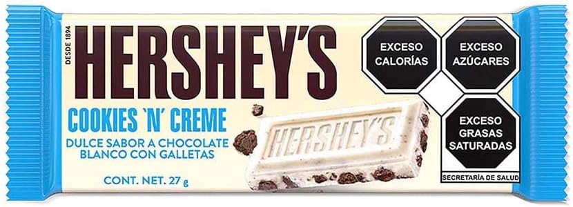 HERSHEY´S - Barras Cookies 'N' Cream, Especial,Chocolate con Leche, Tableta de Dulce sabor Chocolate, Especial para Regalo, Pack 6, 6x43 g