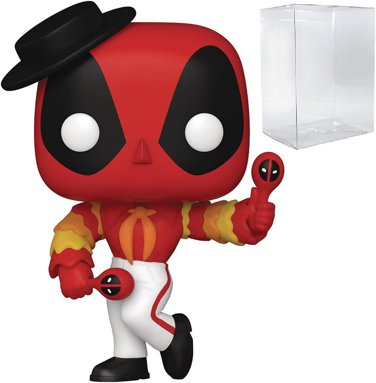 POP Marvel: Deadpool 30th - Figura de vinilo Flamenco Deadpool Funko (incluye funda protectora de caja compatible), multicolor, 3.75 pulgadas