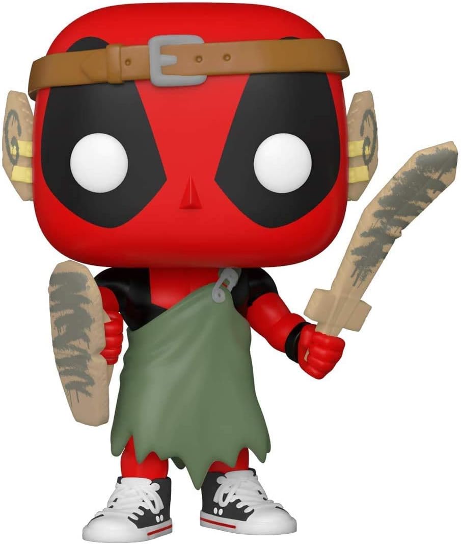 POP Marvel: Deadpool 30th - Figura de vinilo de Larping Deadpool Funko (incluido con funda protectora de caja compatible), multicolor, 9,5 cm