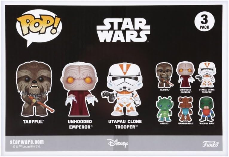 Funko Juego de 3 Cifras Pop! Star Wars Tarfful sin Capucha Emperador Utapau Clone 2017 Exclusivo de la Convención de otoño