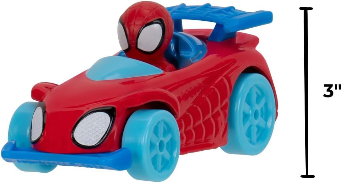 Marvel Spidey and His Amazing Friends Amazing Metals - Juego de Pistas de Carreras de 28 Pulgadas con Lanzador, súper Bucle de 360 Grados y Exclusivo vehículo de Metales increíbles