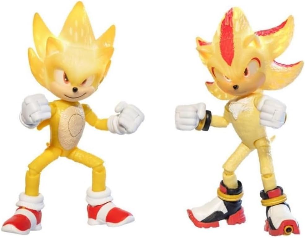 JAKKS Pacific Sonic The Hedgehog Juego de figuras de acción Super Sonic y Super Shadow con luz