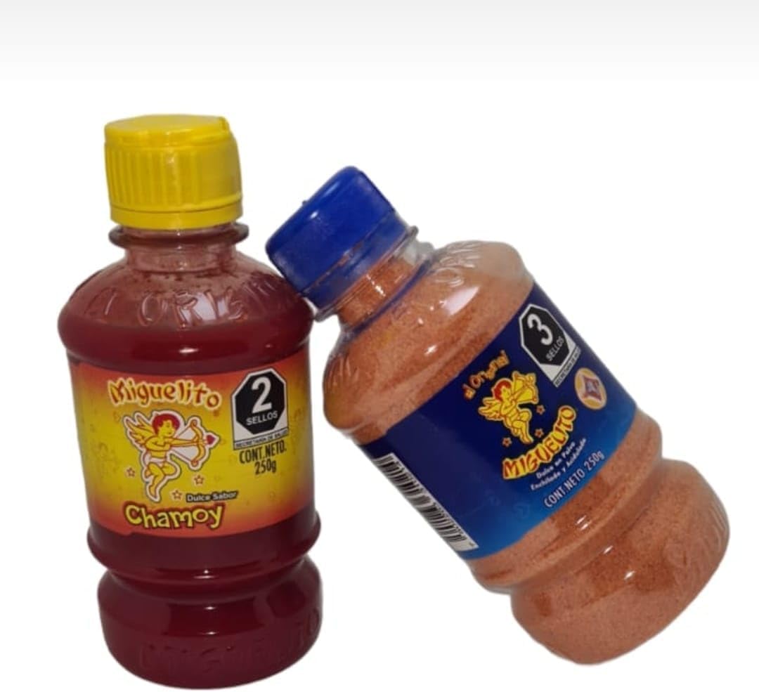 Miguelito Duo Chamoy Liquido y Miguelito Polvo 250 Gr 2 Piezas