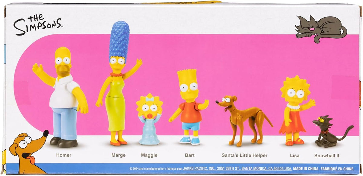 Jakks Pacific - The Simpsons Set de Figuras Familia Simpson Escala 2.5″ – Homer, Marge, Bart, Lisa y Maggie con Diseño Coleccionable para Fans y Niños 4+ Años