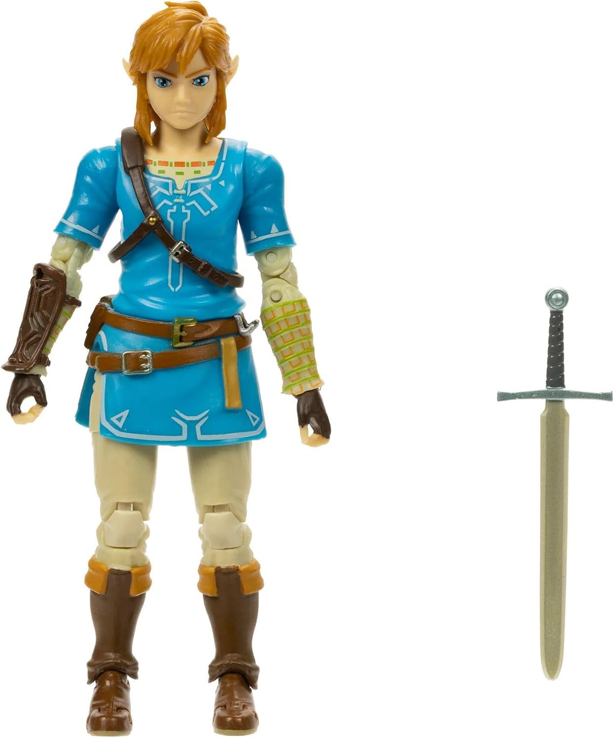 Nintendo The Legend of Zelda: Breath of The Wild - Figura de acción de Link de 13 cm con espada de soldado