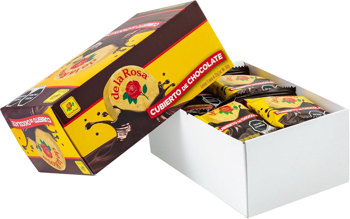 De la Rosa Mazapán cubierto con chocolate 16 piezas 22 grs