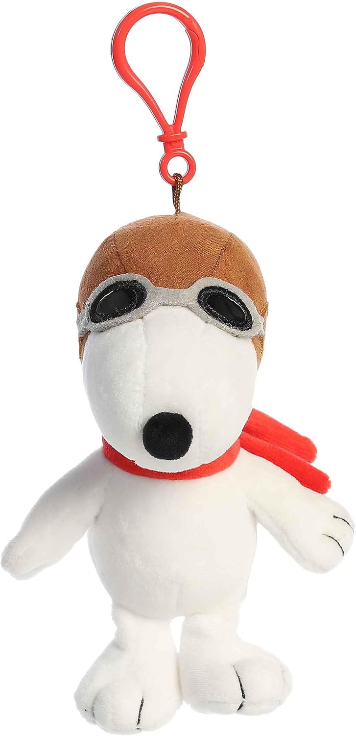 Aurora Adorable Peanuts Flying Ace - Peluche con Clip - Juguetes con Licencia Oficial para Todos los fanáticos de Snoopy - Regalo nostálgico para Adultos y Celebraciones de cumpleaños, Color Blanco 5