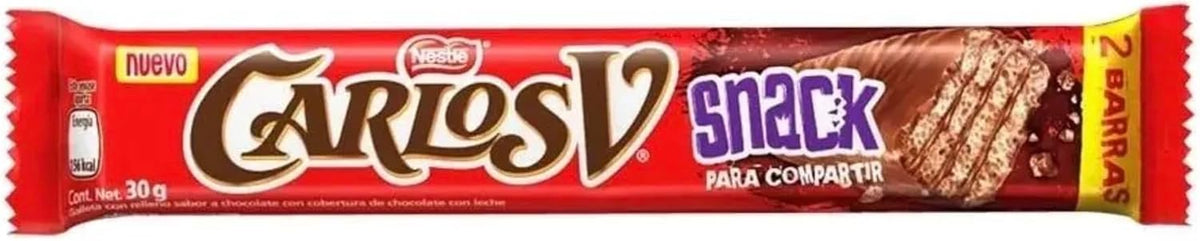Carlos V Snack Galleta con Relleno Sabor a Chocolate Real, 12 Piezas, Contenido Neto 300 g