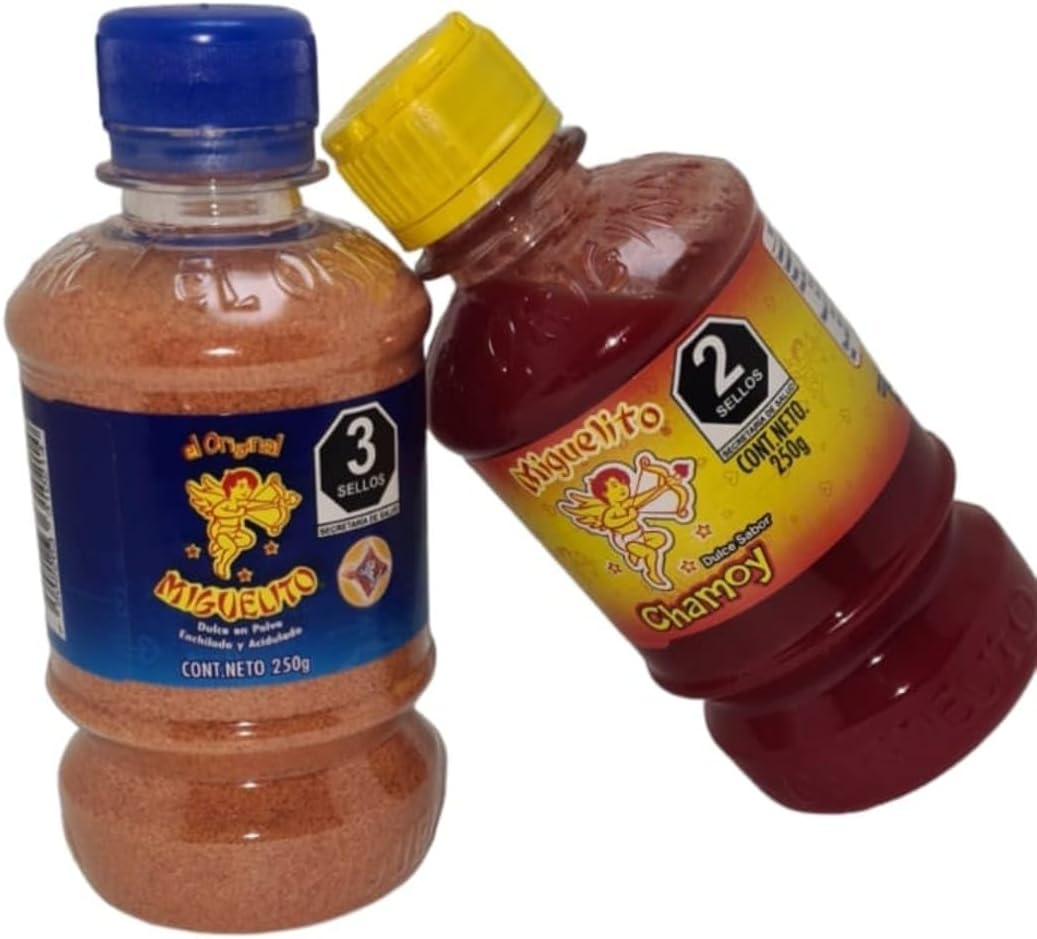 Miguelito Duo Chamoy Liquido y Miguelito Polvo 250 Gr 2 Piezas