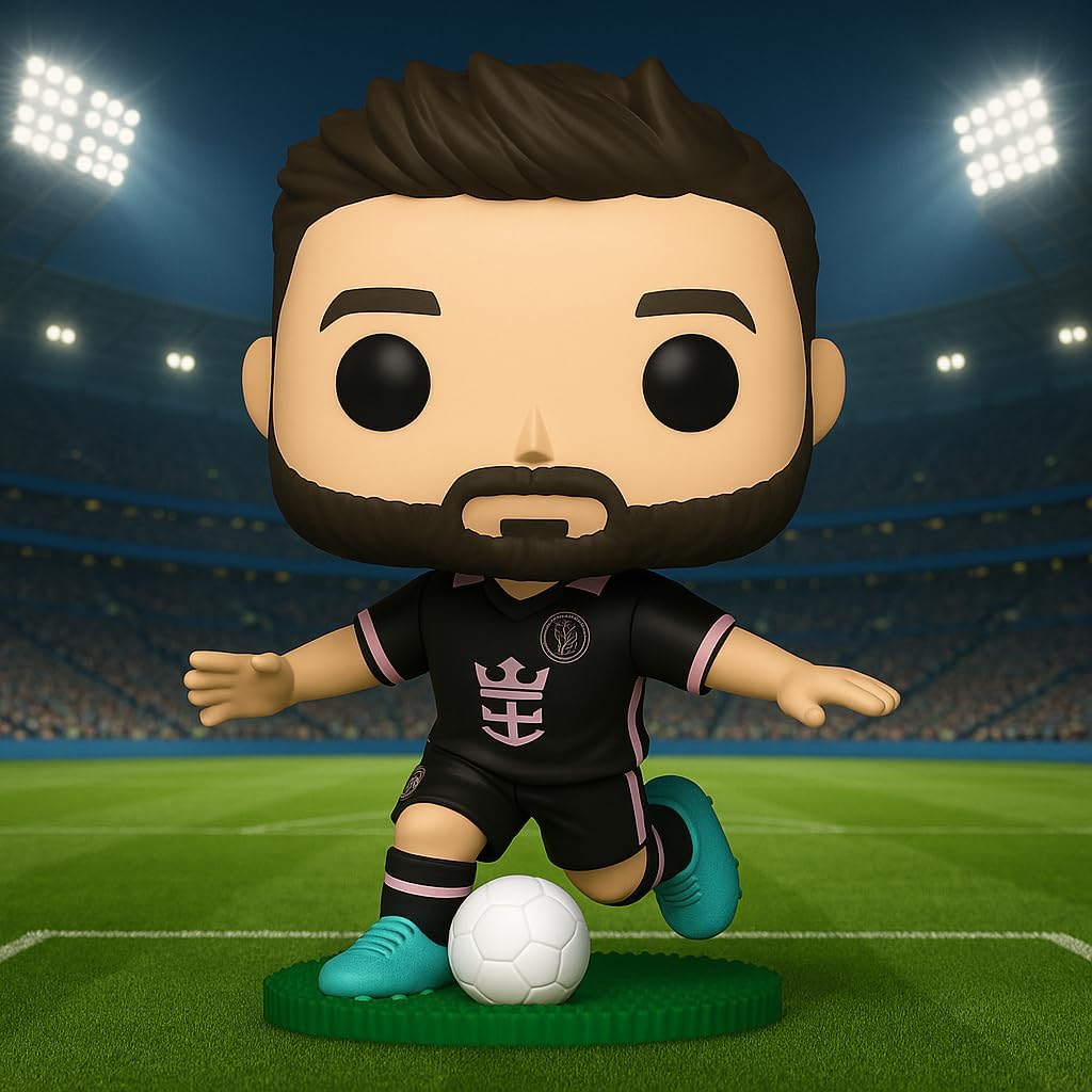 Epic Collectibles Pop Soccer - Figura de vinilo Lionel Messi Inter-Miami con protector de caja compatible con Funko