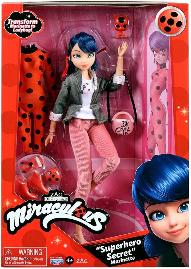 Ladybug Miraculous Fashion Doll de Marinette con 2 Outfits Muñeca Articulada para Niñas Marinette se Convierte Producto Oficial