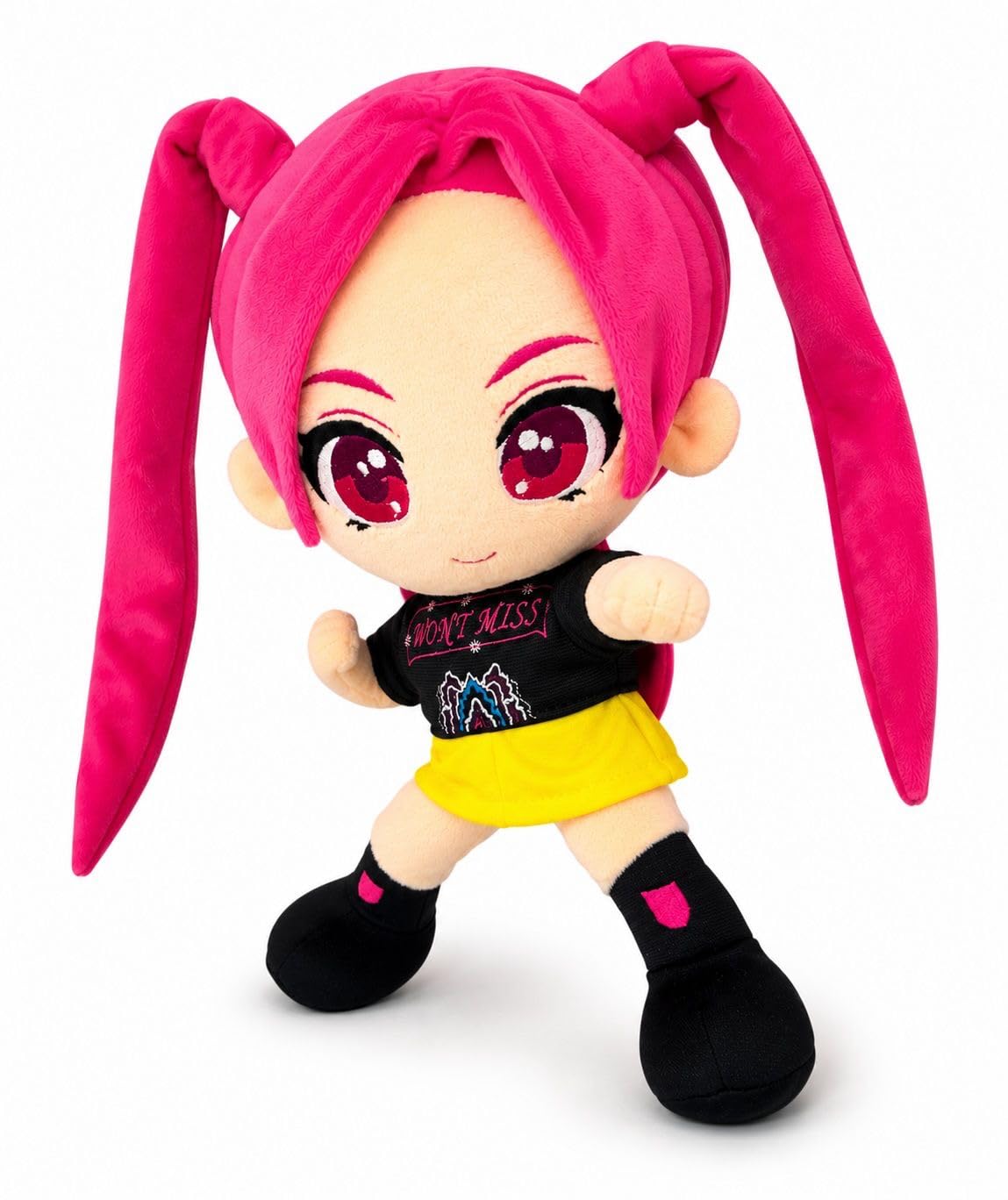 Muñeca Guerrera Rosa de Peluche Anime K-pop con Cabello Rosa y Coletas - imagen 3