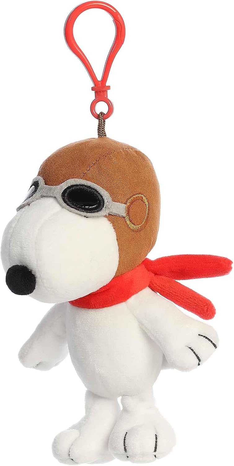 Aurora Adorable Peanuts Flying Ace - Peluche con Clip - Juguetes con Licencia Oficial para Todos los fanáticos de Snoopy - Regalo nostálgico para Adultos y Celebraciones de cumpleaños, Color Blanco 5