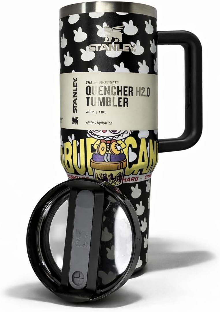 Generico Termo de Agua con Asa, 40 oz, 1.18 L, Negro con Diseño de Criaturas de Fantasia, Edicion Especial