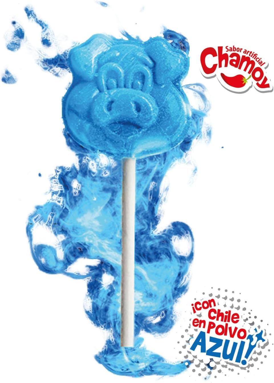 Dulces Cool Toons- Paleta Puerquitos Fuego Azul Paquete 2 cajas (15 Paletas 19grs - c/caja). Sabor Chamoy con chile en polvo . Paleta de Caramelo Macizo con forma de cara de Puerquito).