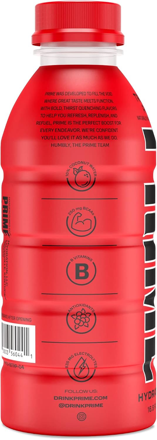 Prime Hydration Prime Hidratación con Mezcla de Bcaa para Recuperación Muscular Tropical Punch (12 Bebidas, 16 Onzas Líquidas. Cada Uno), Prime HYDRATION, DRINK_FLAVORED, Tropical., Prime