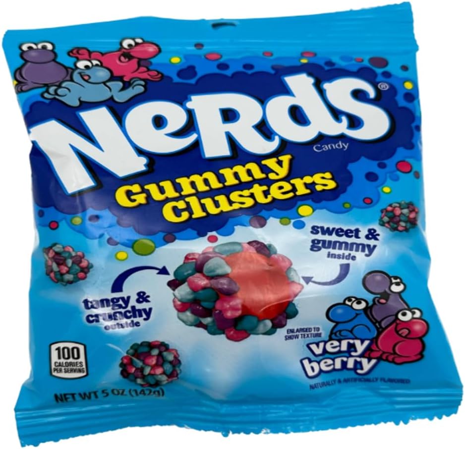 Nerds Gummy Clusters Sabor Very Berry, Dulces con Exterior Crujiente y Centro Gomoso, 141g