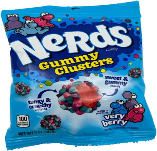 Nerds Gummy Clusters Sabor Very Berry, Dulces con Exterior Crujiente y Centro Gomoso, 141g