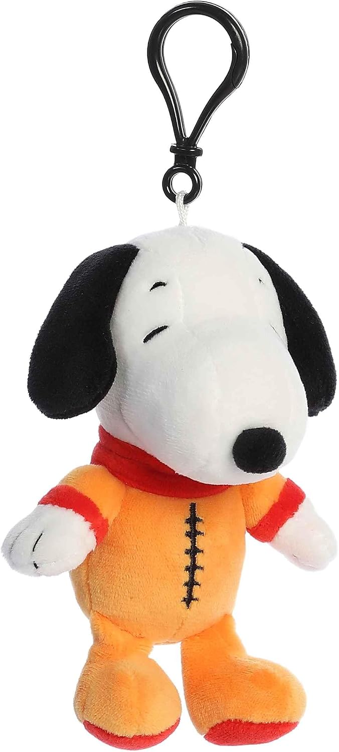 Aurora® Timeless Peanuts® - Peluche con clip de astronauta Snoopy - Personajes clásicos - Recuerdos duraderos - Naranja 5 pulgadas