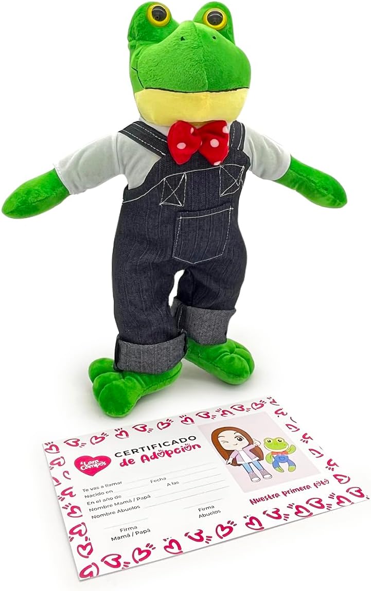 Ult Premium Peluche Rana Rhenne Rene Compañero de Juego y Siesta Materiales Suaves de Lujo, Regalo de Cumpleaños para Niños y Niñas, Ranita de Rio