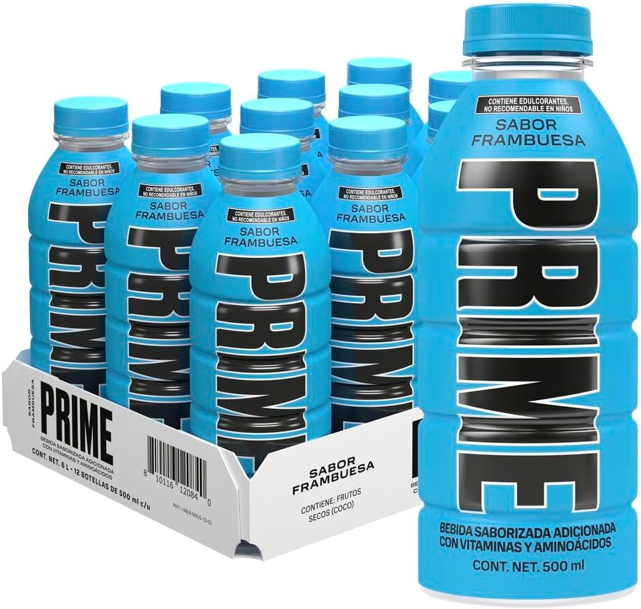 Prime, Prime Sabor Frambuesa, Bebida Hidratante 500Ml, Caja con 12 Piezas de 500Ml, 12X500ml