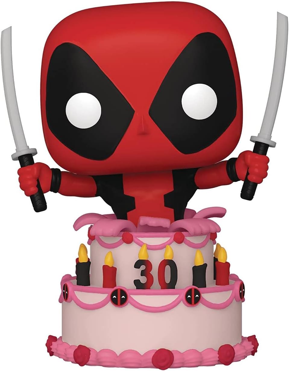 POP Marvel: Deadpool 30th - Figura de vinilo de Deadpool in Cake Funko (incluida con funda protectora de caja compatible), multicolor, 3.75 pulgadas