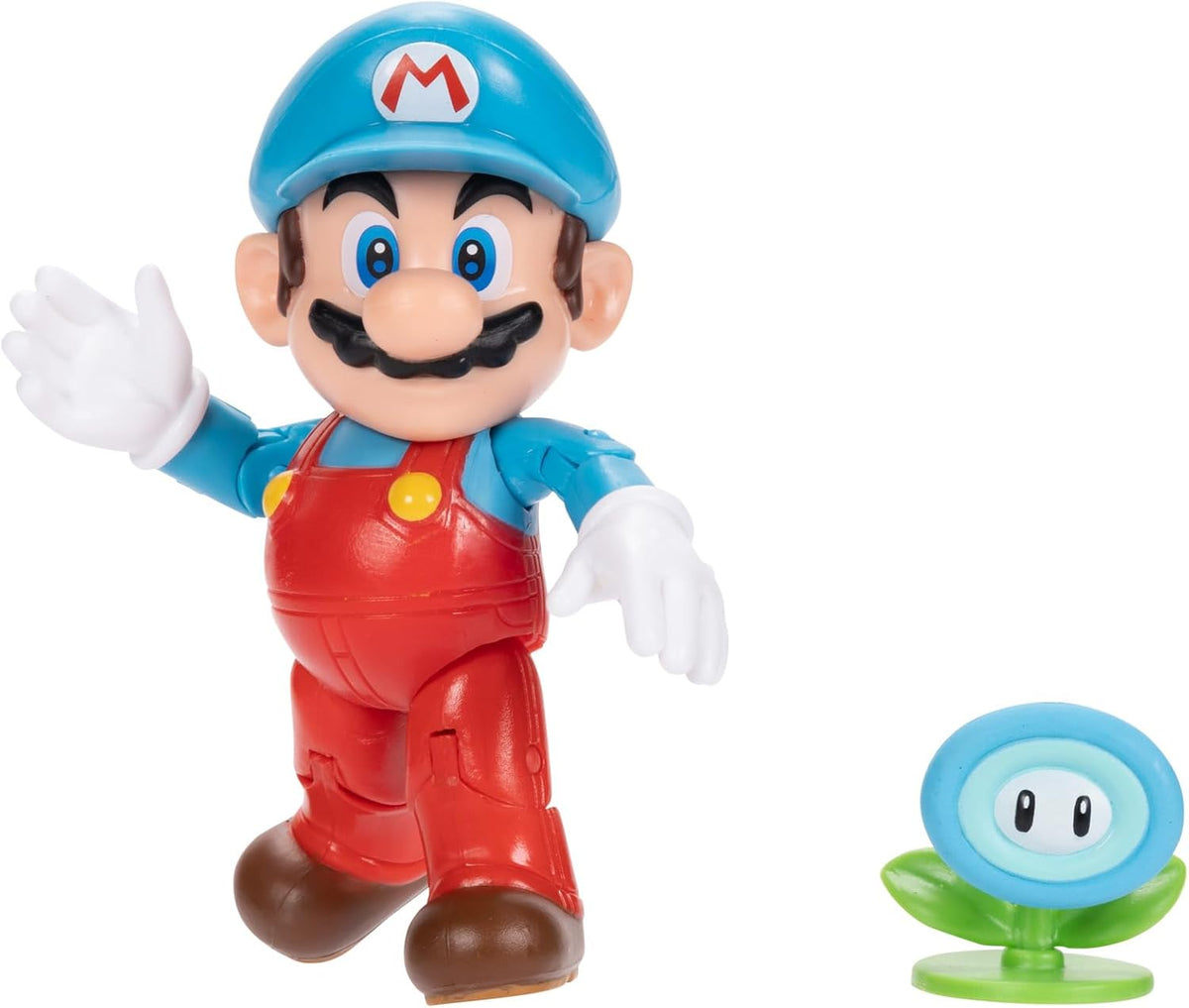 Nintendo Super Mario Figura Poseable de Mario de Hielo de 4 Pulgadas con Accesorio de Flores de Hielo. A Partir de 3 años (Licencia Oficial)