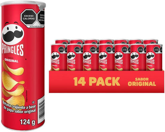 Pringles | Caja de Papas Sabor Original | Papas Crujientes para Botanear | Pack 14 Piezas | 124 gr c/u