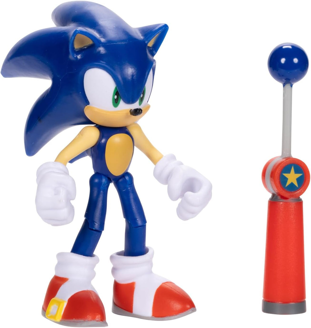 Sonic The Hedgehog JAKKS Pacific - Sega Figura Modern Sonic de 4″ con Blue Checkpoint – Articulada, Oficial y Coleccionable para Fans Desde 3+ Años