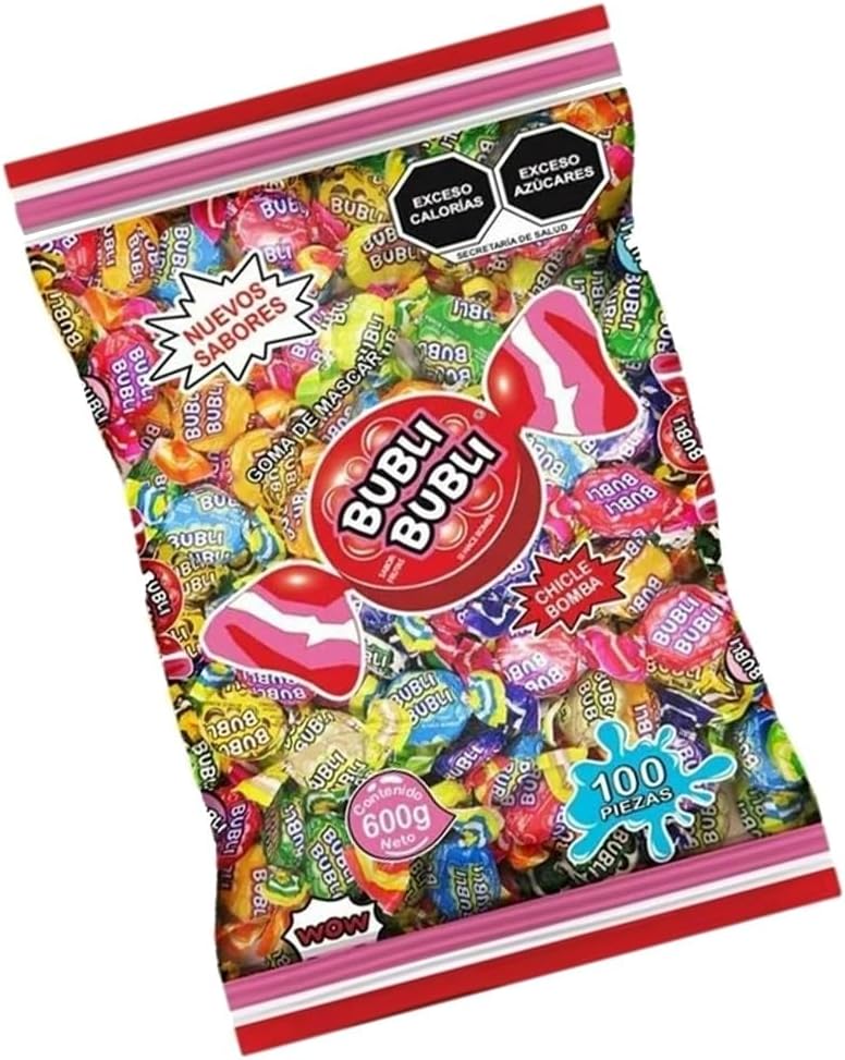DULCES GOMEZ, BUBLI BUBLI GOMA DE MASCAR CON GRAN SURTIDO DE SABORES 100 PCS