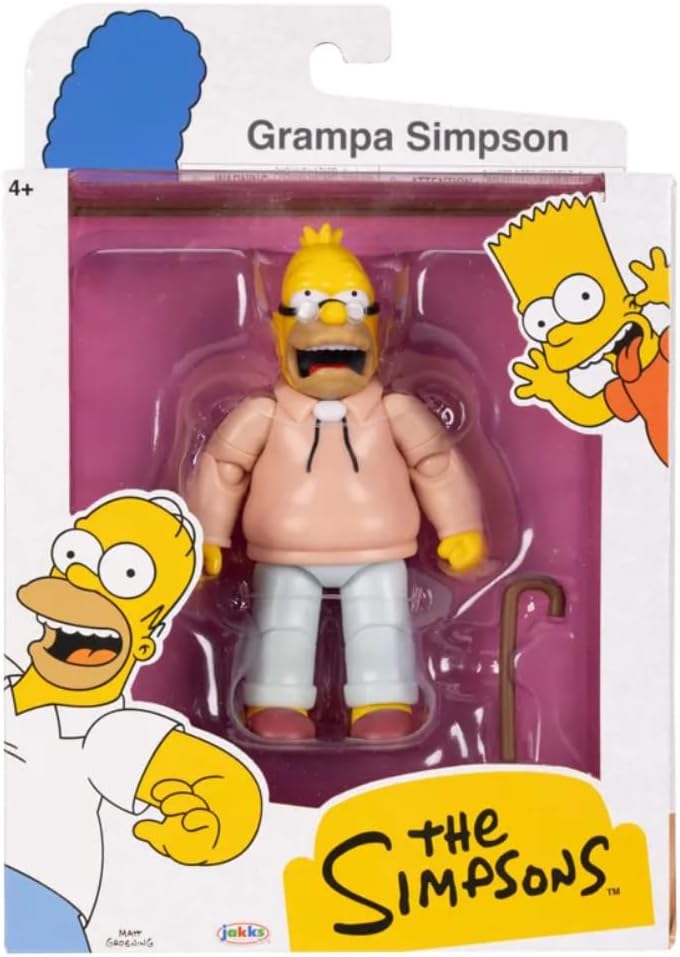 The Simpsons Cifras de acción de 5 Pulgadas con bastón de Abuelo Simpson