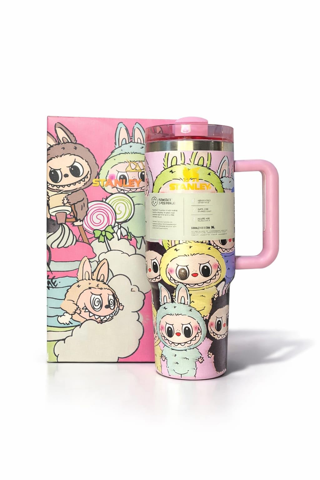 Generico Termo de Agua con Asa, 40 oz, 1.18 L, Diseño de Criaturas de Fantasia, Edicion Especial Color Rosa, Acero Inoxidable