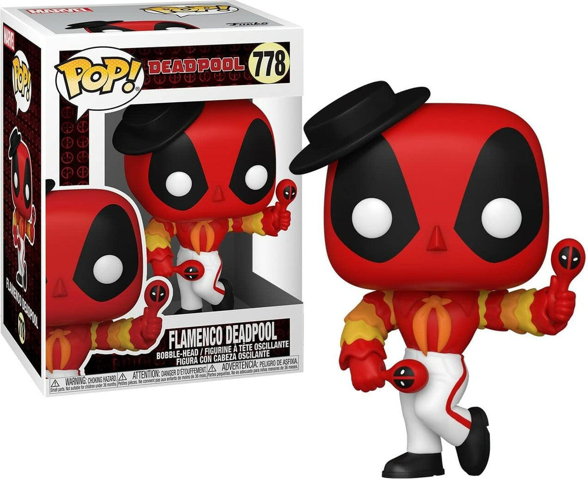 POP Marvel: Deadpool 30th - Figura de vinilo Flamenco Deadpool Funko (incluye funda protectora de caja compatible), multicolor, 3.75 pulgadas