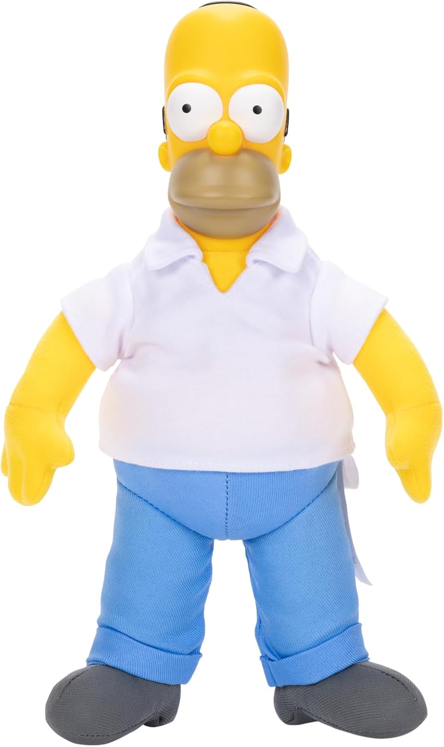 JAKKS Pacific Disney The Simpsons Homer - Peluche con Cuerpo de Tela Suave con Cabeza esculpida con Licencia Oficial de Disney