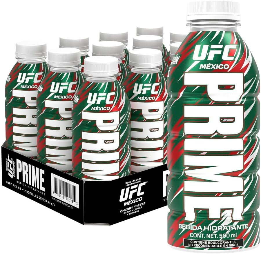 PRIME, PRIME UFC, BEBIDA HIDRATANTE 500ML, CAJA CON 12 PIEZAS DE 500ML, 12X500ML