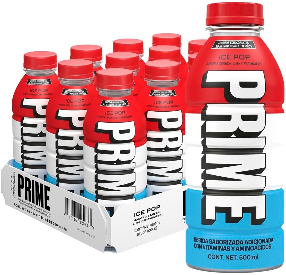 Prime Sabor Icepop, Bebida Hidratante 500ML, Caja con 12 Piezas de 12X500ML