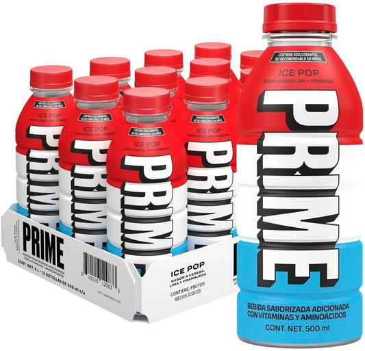 Prime Sabor Icepop, Bebida Hidratante 500ML, Caja con 12 Piezas de 12X500ML