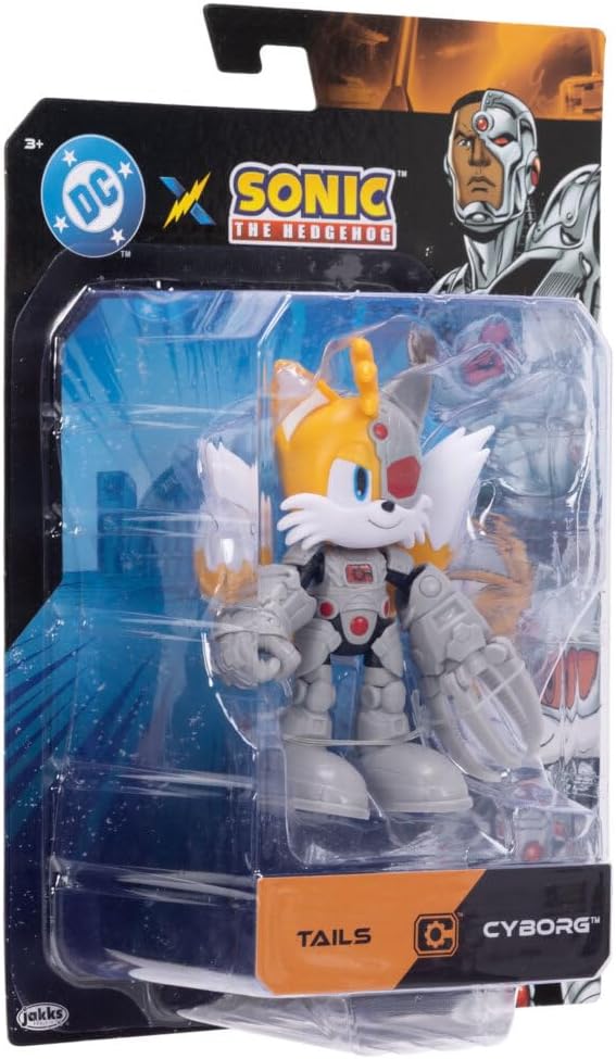 JAKKS Pacific Figura de Acción DC x Sonic The Hedgehog, Mide 5 Pulgadas, Tails como Cyborg