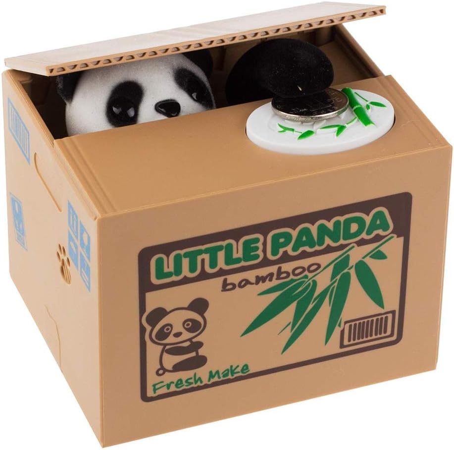 PowerKing Panda Alcancía para Niños,Hucha de Niños, Alcancía para Ahorrar Dinero,Caja de Monedas, Regalo Creativo, con Voz en Inglés Hablando