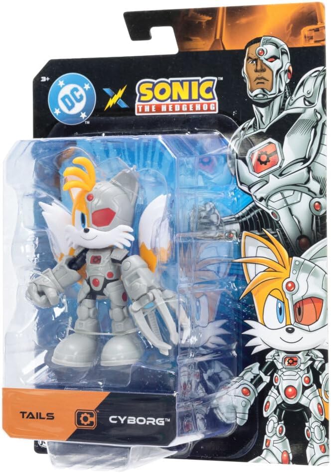 JAKKS Pacific Figura de Acción DC x Sonic The Hedgehog, Mide 5 Pulgadas, Tails como Cyborg
