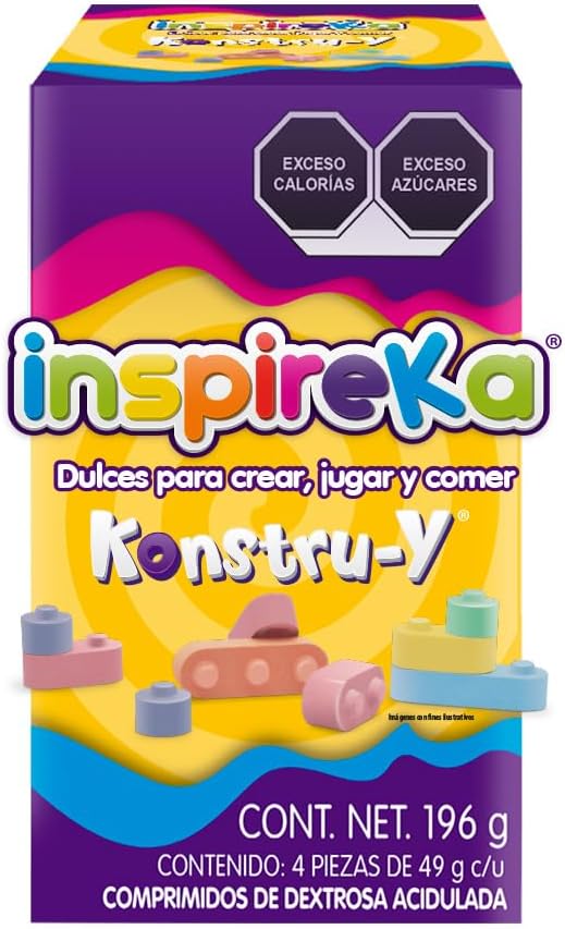 Sonric's Inspireka Konstru-y Dulces 196 g, Pack de 4