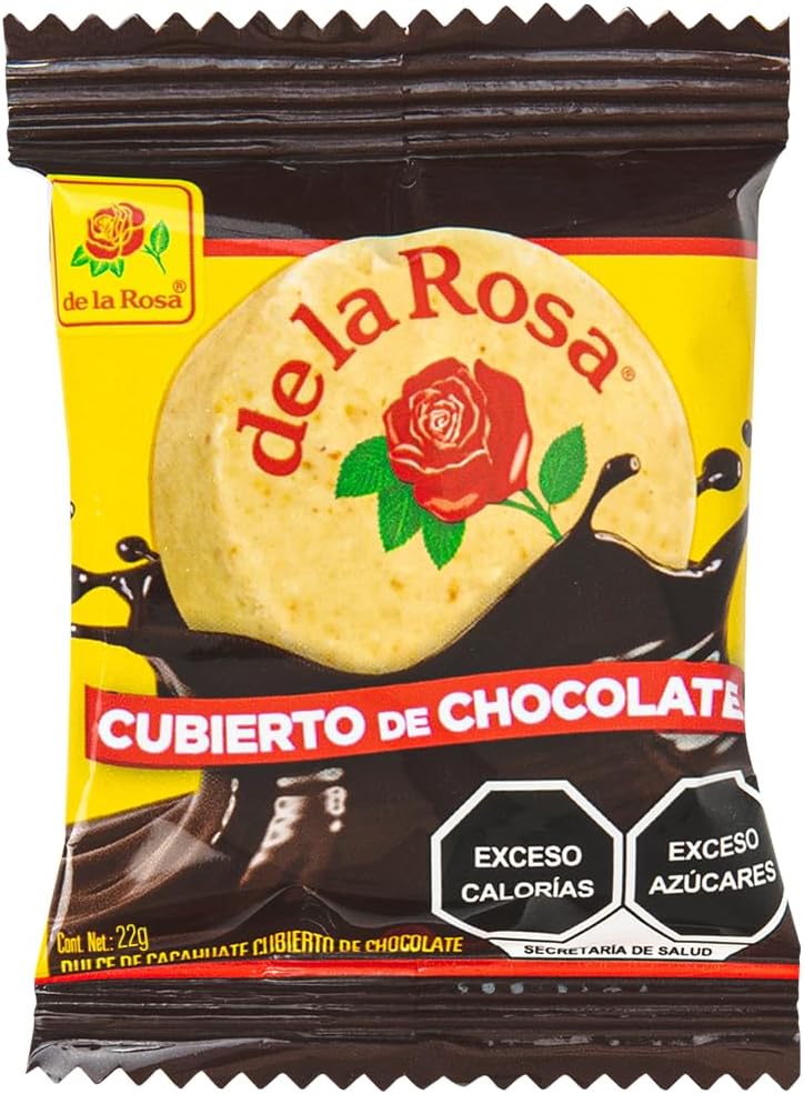 De la Rosa Mazapán cubierto con chocolate 16 piezas 22 grs