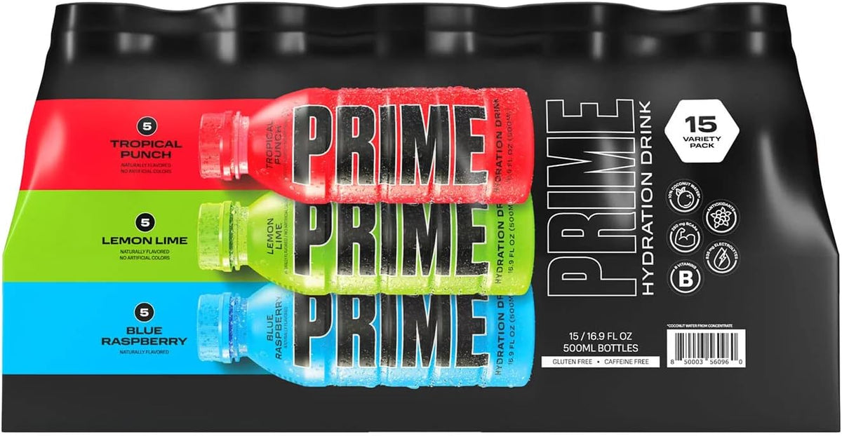 Prime Hydration Paquete variado de bebidas (17.8 onzas, paquete de 15)