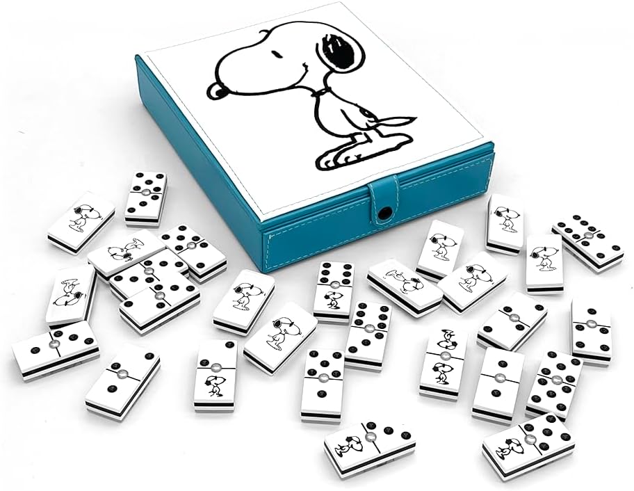 Ult Domino Juego de Mesa Premium Beagle Blanco Estuche Tipo Libro de Elegante diseño Juego de Mesa Juego Clasico Acabados de Lujo