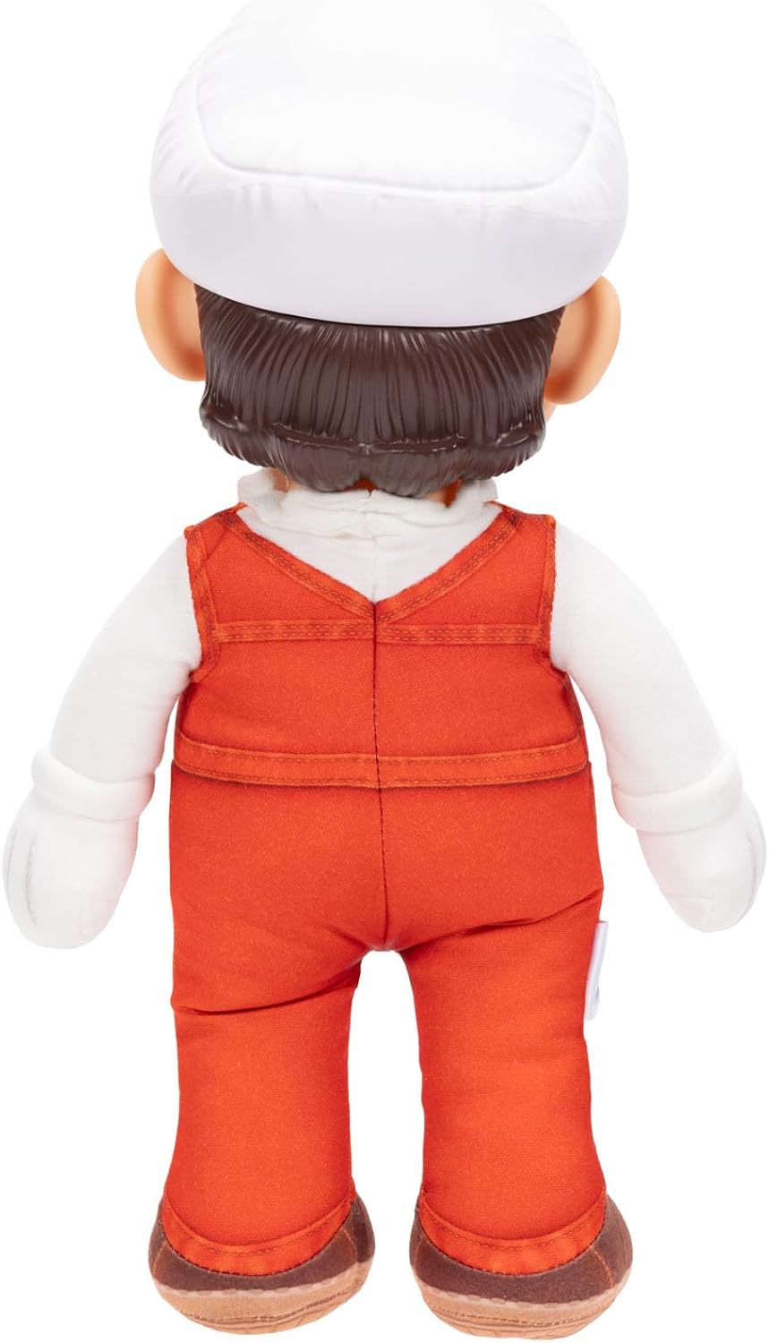Jakks Pacific Super Mario Galaxy Movie Peluche Fire Mario Articulable 14 Pulgadas con Ojos Acrílicos, Edición Coleccionable, +3 Años